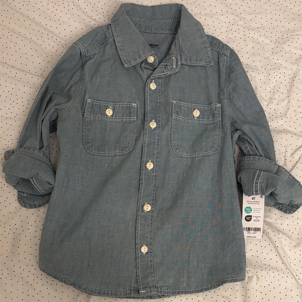 BNWT Oshkosh Denim Button-Up Shirt size 4T